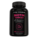 Vital Vitamins Biotin Complex bottle - 60-capsule supplement with vitamin C and hyaluronic acid for hair, nails and skin