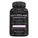 Vital Vitamins Multi-Collagen Complex Plus bottle - 150 capsules with vitamin C, biotin, hyaluronic acid and 5 collagen types