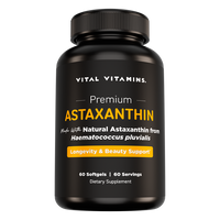 Vital Vitamins Astaxanthin bottle - 60-softgel 12mg astaxanthin supplement for antioxidant and skin glow support
