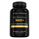 Vital Vitamins NAD+ bottle - 60-capsule cellular energy supplement with 500 mg NAD+ per serving on black label