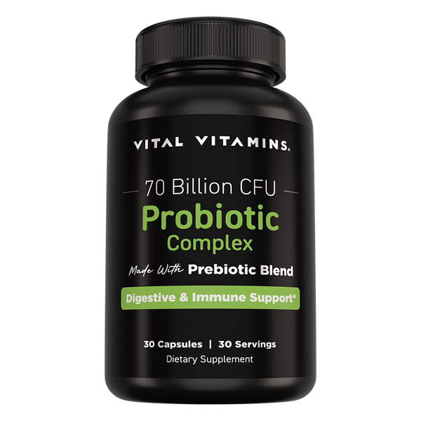 Vital Vitamins Probiotic Complex bottle - 70 billion CFU probiotic with prebiotic blend for digestive and immune support